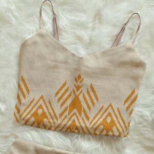 Stylish Beige and Orange Crop Top